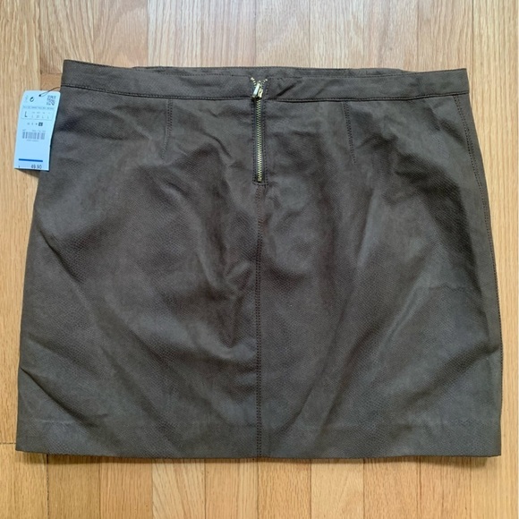 NWT Zara Brown Faux Leather Button Detail Mini Skirt Size Large - Picture 8 of 11